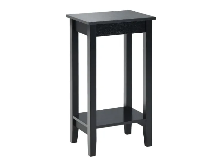 Costway Beistelltisch mit Regal 2-Stöckiger & 4 Massivholzbeinen Black* Regale Massivholz|Tische