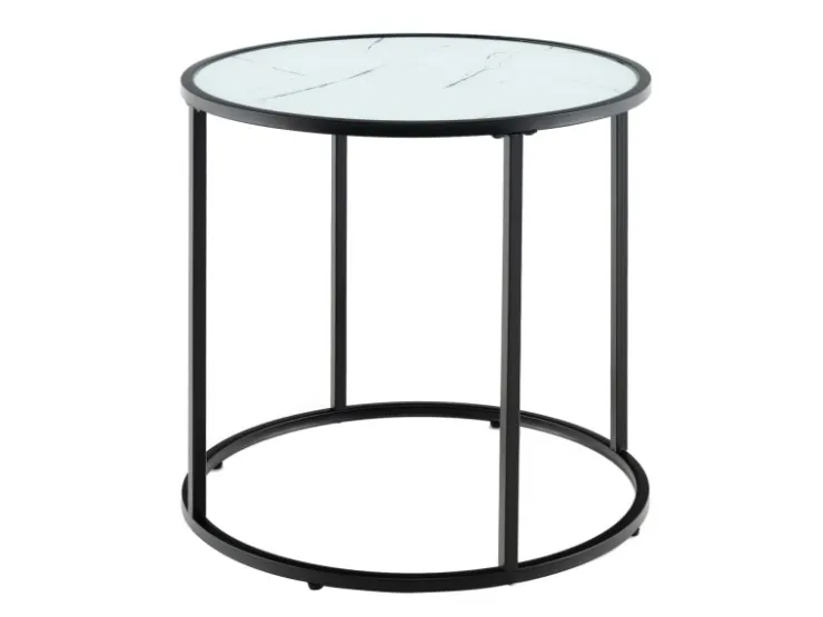 Costway Beistelltisch Runder Sofatisch mit Glasplatte 50 x 50 x 50 cm* Tische
