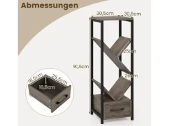Costway Büroregal Freistehend Aufbewahrungsregal 30,5 x 30,5 x 91,5 cm* Büroregale