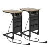 Costway 2er Set Beistelltisch mit Ladestation & USB Anschlüssen C-Form* Tische