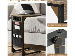 Costway 2er Set Beistelltisch mit Ladestation & USB Anschlüssen C-Form* Tische