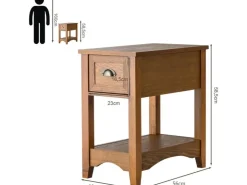 Costway 2er Set Beistelltisch mit Schublade und Ablage braun