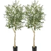 Costway 2er Set Künstliche Olivenbaum Blättern Grün 180 cm
