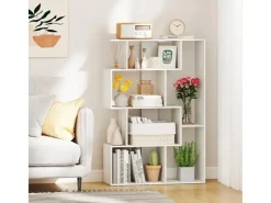 Costway Geometrische Holzregal Bücherregal mit Kippsicherungen