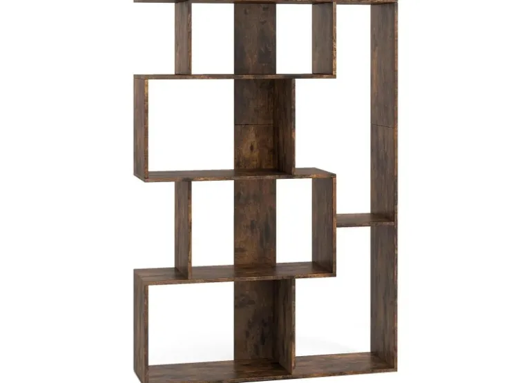 Costway Geometrische Holzregal Bücherregal mit Kippsicherungen