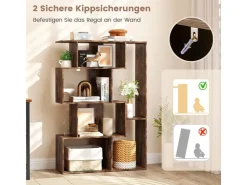 Costway Geometrische Holzregal Bücherregal mit Kippsicherungen