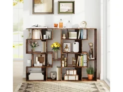 Costway Geometrische Holzregal Bücherregal mit Kippsicherungen