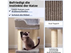 Costway Kratzbaum Klein mit Großem Plüschsitz Ball 38x38x51 cm* Katzenbedarf