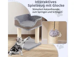 Costway Kratzbaum Klein mit Großem Plüschsitz Ball 38x38x51 cm* Katzenbedarf