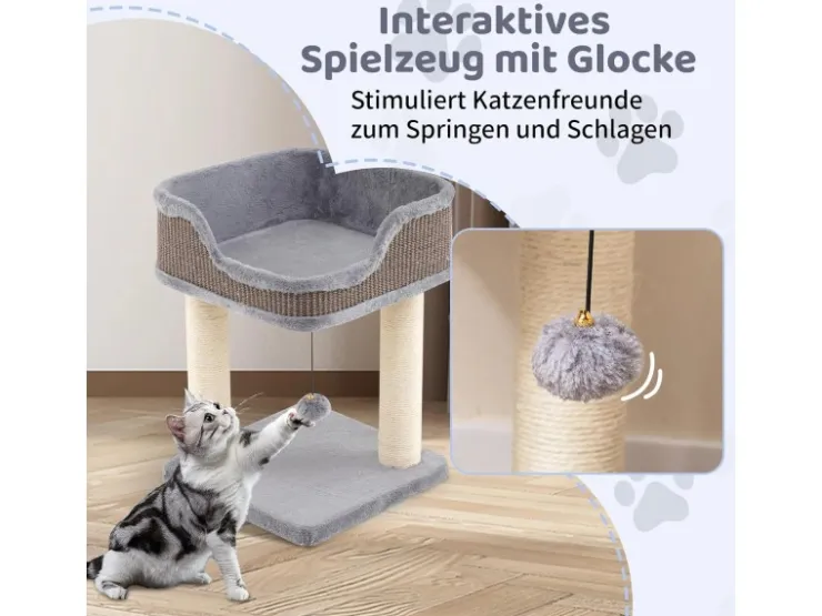 Costway Kratzbaum Klein mit Großem Plüschsitz Ball 38x38x51 cm* Katzenbedarf
