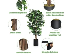 Costway Kunstpflanze für Zuhause Garten Büro 180 cm* Kunstpflanzen