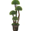 Costway Kunstpflanze mit 4 Kugeln & Realistischem Stamm Grün 90 cm