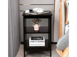 Costway Nachttisch 3 Ebenen Beistelltisch Nachtschrank