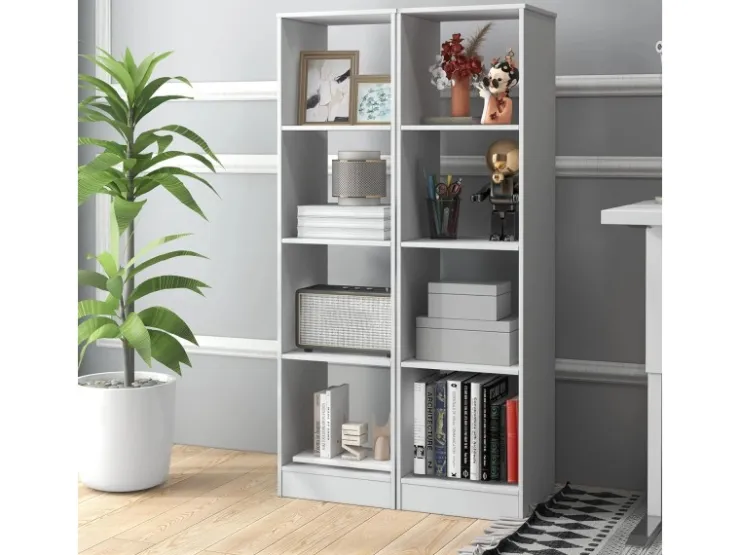 Costway Regal mit 4 Fächern Bücherregal Holz 38 x 142 x 33 cm Weiß* Holzregale