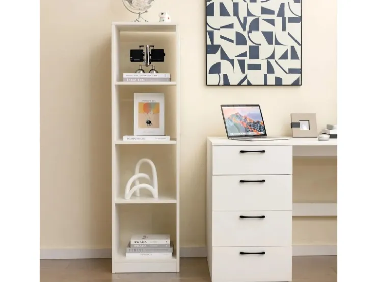 Costway Regal mit 4 Fächern Bücherregal Holz 38 x 142 x 33 cm Weiß* Holzregale