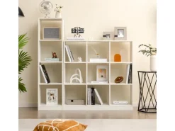 Costway Regal mit 4 Fächern Bücherregal Holz 38 x 142 x 33 cm Weiß* Holzregale