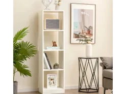 Costway Regal mit 4 Fächern Bücherregal Holz 38 x 142 x 33 cm Weiß* Holzregale