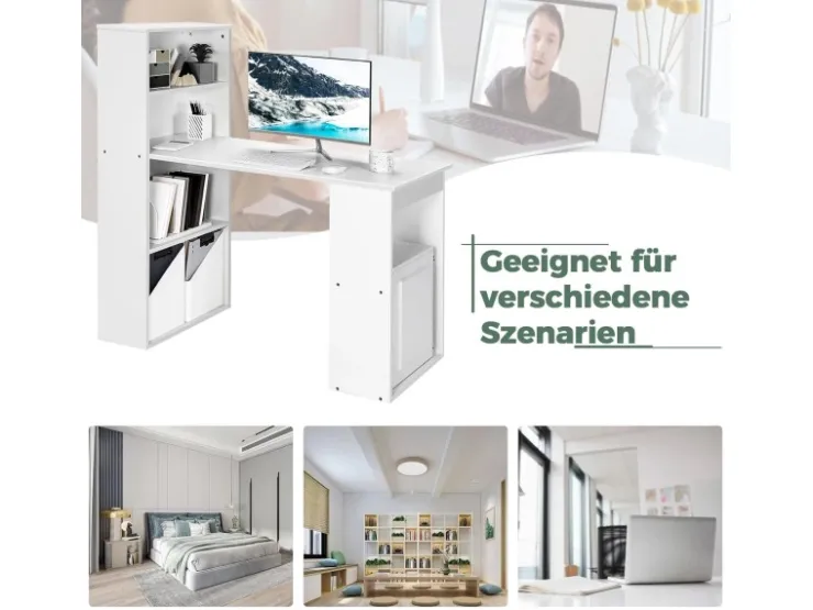 Costway Schreibtisch mit Bücherregal 122 x 56 x 122 cm
