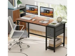 Costway Schreibtisch mit 2 Schubladen Großer PC-Tisch Zuhause* Tische