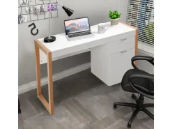 Costway Schreibtisch mit Schublade und Schrank Kinderschreibtisch Weiß* Schränke