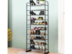 Costway Schuhregal mit 10 Ebenen mit Abnehmbarem Regal Schwarz* Regale Schwarz