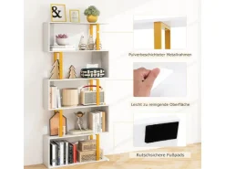 Costway Standregal mit 5 Ebenen S-förmig Büroregal Freistehend Weiß* Büroregale