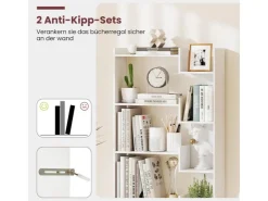 Costway 6-stöckiges Bücherregal Holzregal mit 2 Kippsicherungen* Regal Weiß