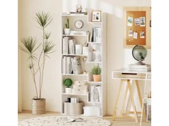 Costway 6-stöckiges Bücherregal Holzregal mit 2 Kippsicherungen* Regal Weiß