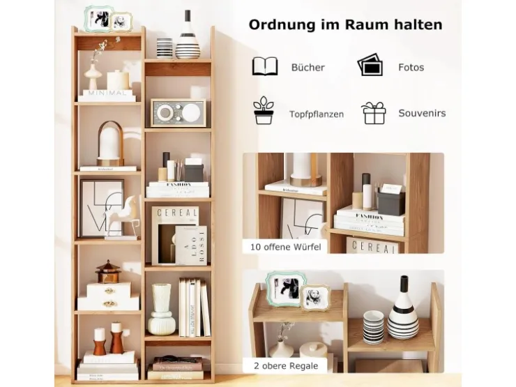 Costway 12-stöckiges Bücherregal mit Anti-Kipp-Sicherungen* Bücherregale