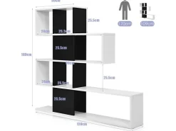 Costway 4-Stöckiges Bücherregal Raumteiler Regal Schwarz Weiß* Bücherregale