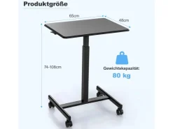 Costway Stehpult Höhenverstellbar Steh-Sitz Schreibtisch 65 x 48 cm