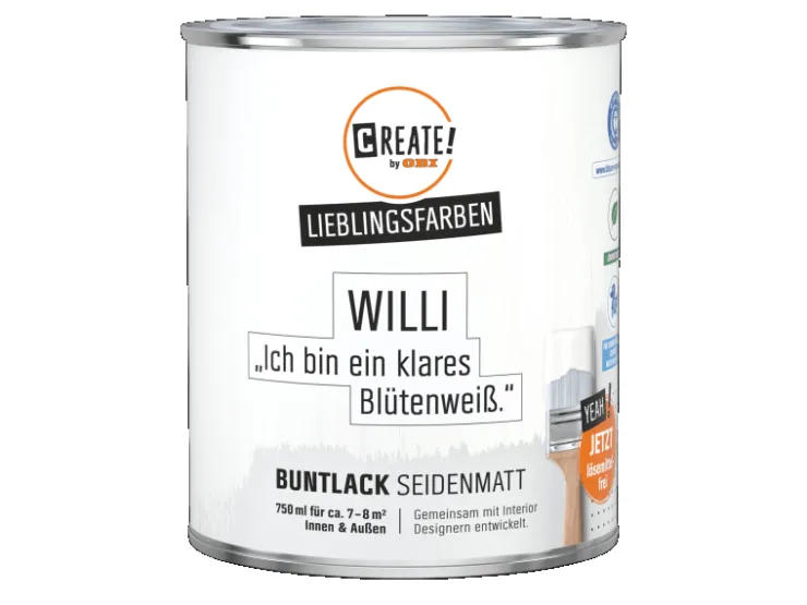 CREATE! by OBI Buntlack Lieblingsfarbe Willi Seidenmatt 0,75 l