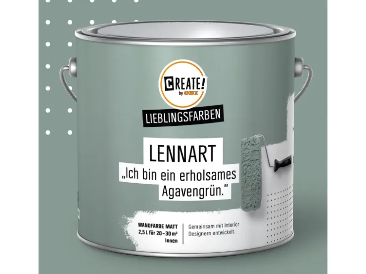 CREATE! by OBI Lieblingsfarben Wandfarbe Lennart matt 2,5 l