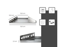 Dalsys Duschablage Befliesbar 310mm x 130mm Edelstahl Silber* Eckregale