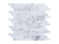 Dalsys Selbstklebende Fliesen 1m² 11 Stück Stäbe Weiß Silber