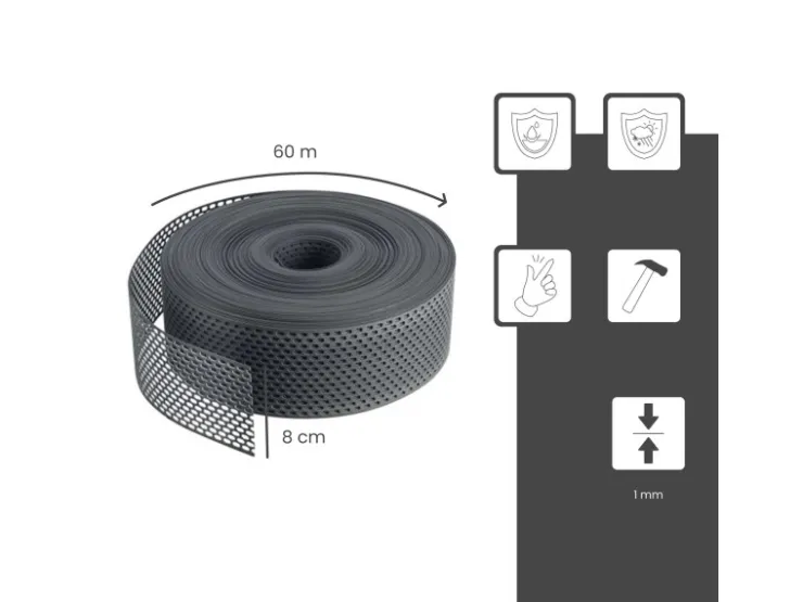 DAPRONA Lüftungsband Traufgitter 60m x 80mm PVC Gerollt
