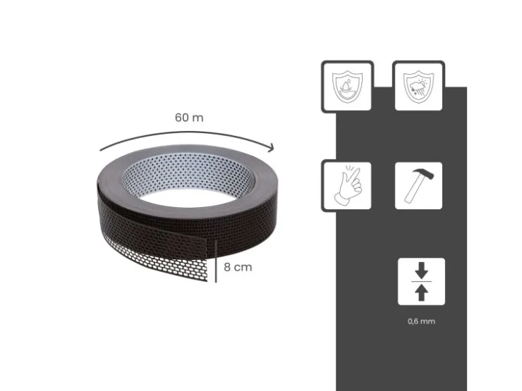DAPRONA Vogelschutzgitter Lüftungsband 60m x 80mm Aluminium Braun* Insektenschutz