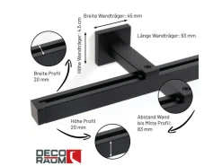 Deco-Raum Gardinenschiene nach Maß 1-Lauf Cube Schwarz 210cm* Plissees