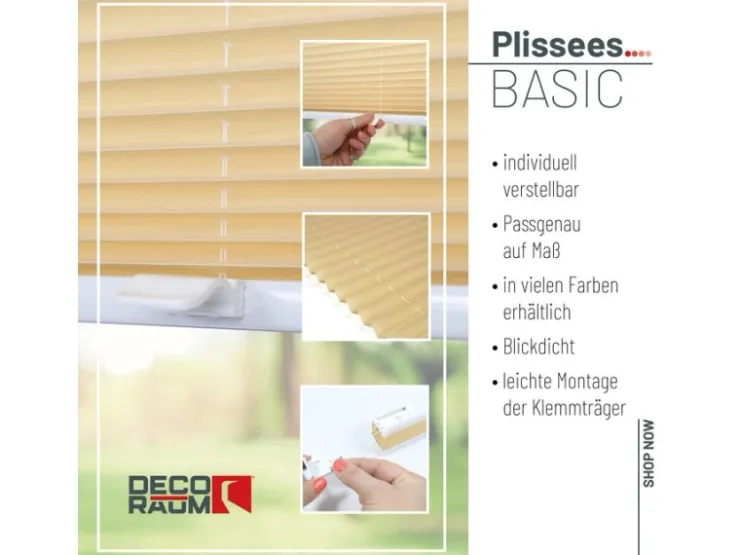 Deco-Raum Plissee Basic ohne Bohren 80x150cm Blickdicht Klemmfix* Plissees
