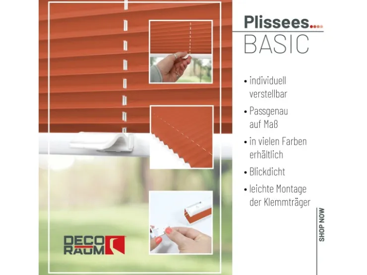 Deco-Raum Plissee Basic ohne Bohren 115x150cm Blickdicht Klemmfix* Kommode|Plissees
