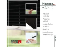 Deco-Raum Plissee Basic ohne Bohren 40x150cm Blickdicht Klemmfix