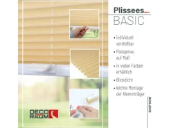 Deco-Raum Plissee Basic ohne Bohren 110x150cm Blickdicht Klemmfix