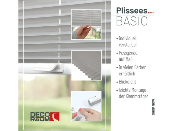Deco-Raum Plissee Basic ohne Bohren 40x150cm Blickdicht Klemmfix* Plissees