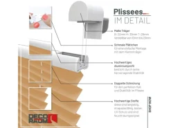 Deco-Raum Plissee Basic ohne Bohren 90x150cm Blickdicht Klemmfix* Plissees