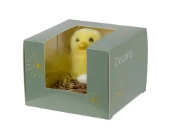 Decoris Deko-Nest mit Huhn Polyester Ø 7 cm Gelb-Braun