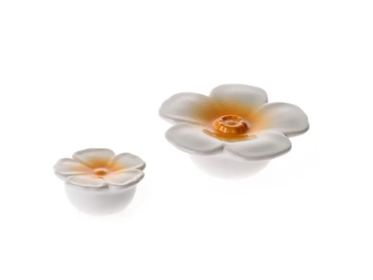 Deko-Blüte Schwimmend Porzellan 3,5 cm Weiß/Gelb* Zimmerbrunnen