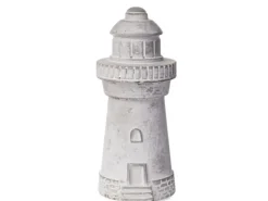 Deko-Figur Leuchtturm Beton Ø 8,5 cm x 19 cm Grau-Weiß Gewischt* Dekorative Figuren