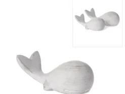 Deko-Figur Wal Beton 6 cm x 17 cm x 8 cm Grau-Weiß Gewischt* Dekorative Figuren