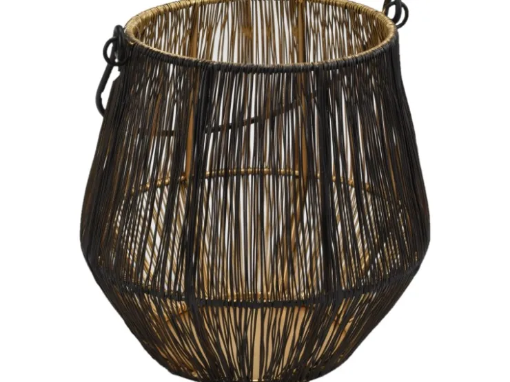 Deko-Laterne Draht aus Metall Ø 16 cm Schwarz-Gold* Laternen