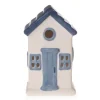 Deko-Strandhaus 6 cm x 6 cm x 10 cm Weiß-Blau-Grau* Dekorative Figuren